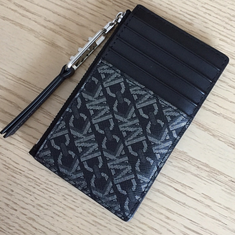 Michael Kors Empire Black Silver Card Case - Picture 2 of 7